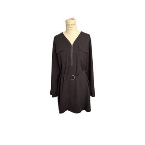 NWT Black‎ Dress Long Sleeve Lightweight Women M Office Workwear Utility Casual